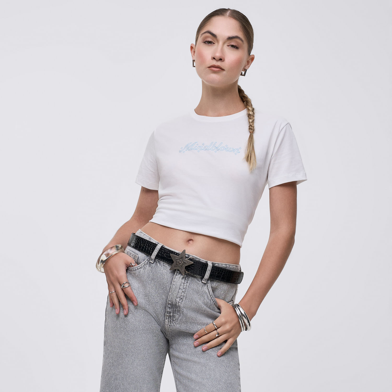 Polo Mujer Bas Crop Print I Hypnotic Manga Corta Blanco Xs