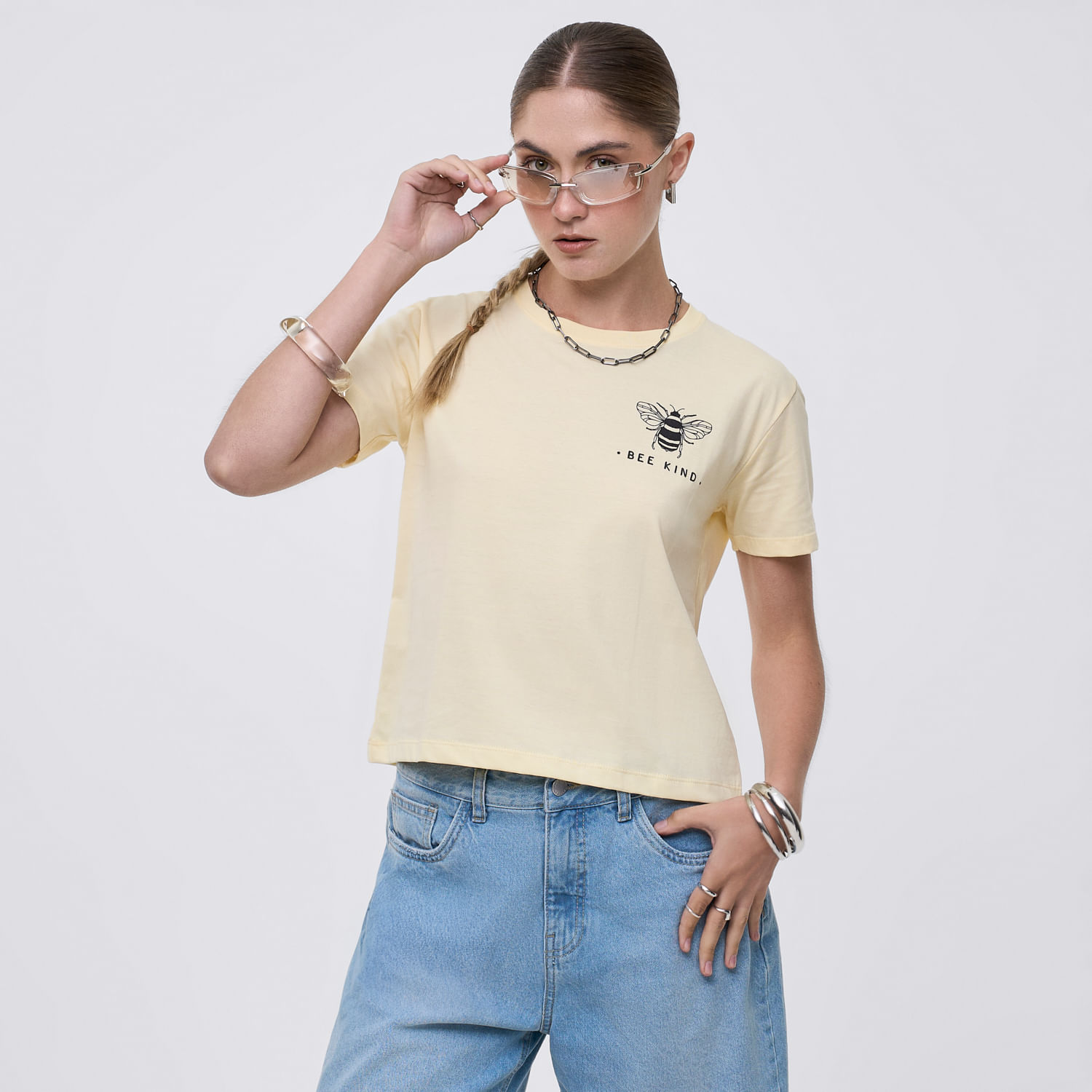 Polo Mujer Bas Crop Print I Hypnotic Manga Corta Amarillo Claro L