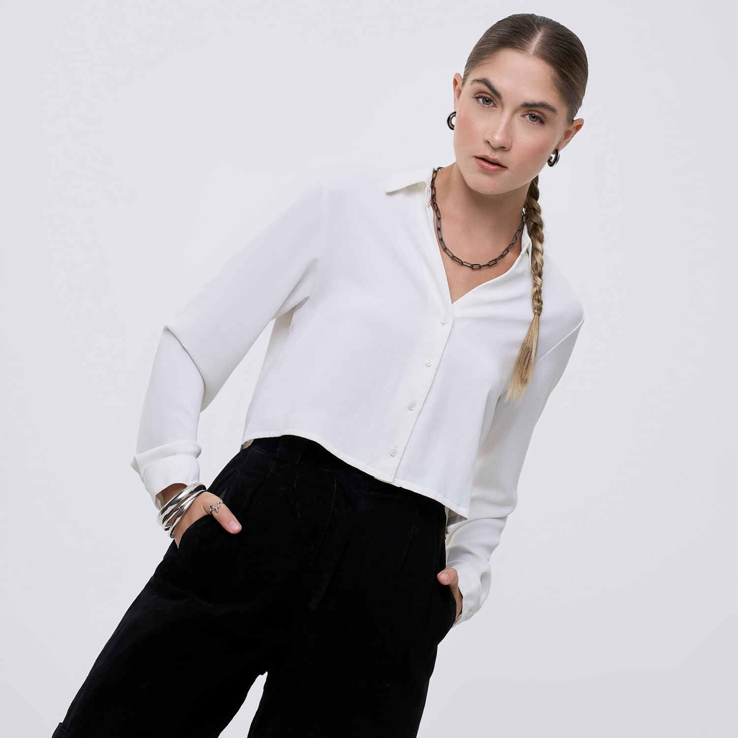 Blusa Mujer Vina Hypnotic Manga Larga Blusa Mujer Vina Hypnotic Blanco S