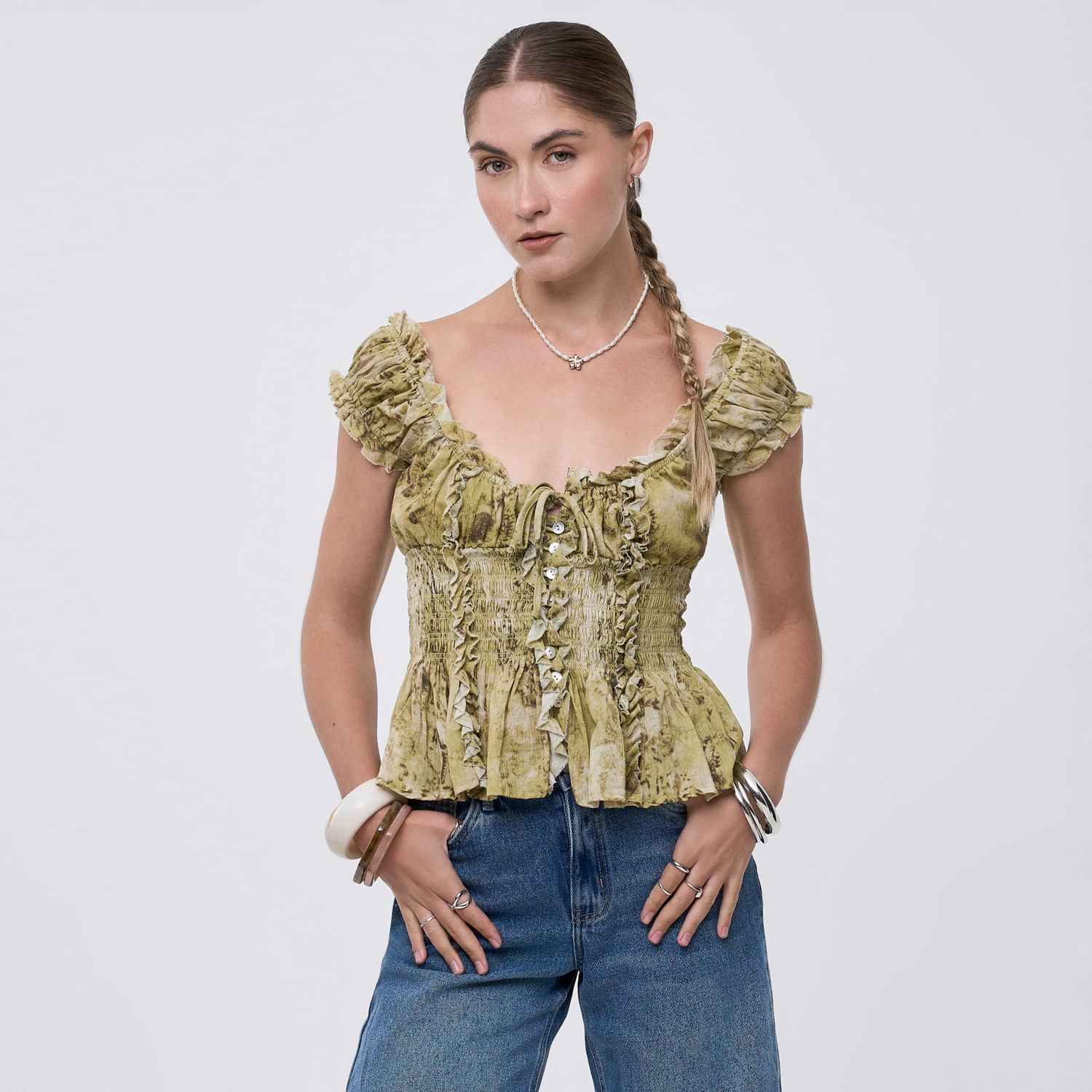 Blusa Mujer Flori Hypnotic Manga Corta Verde Oliva M
