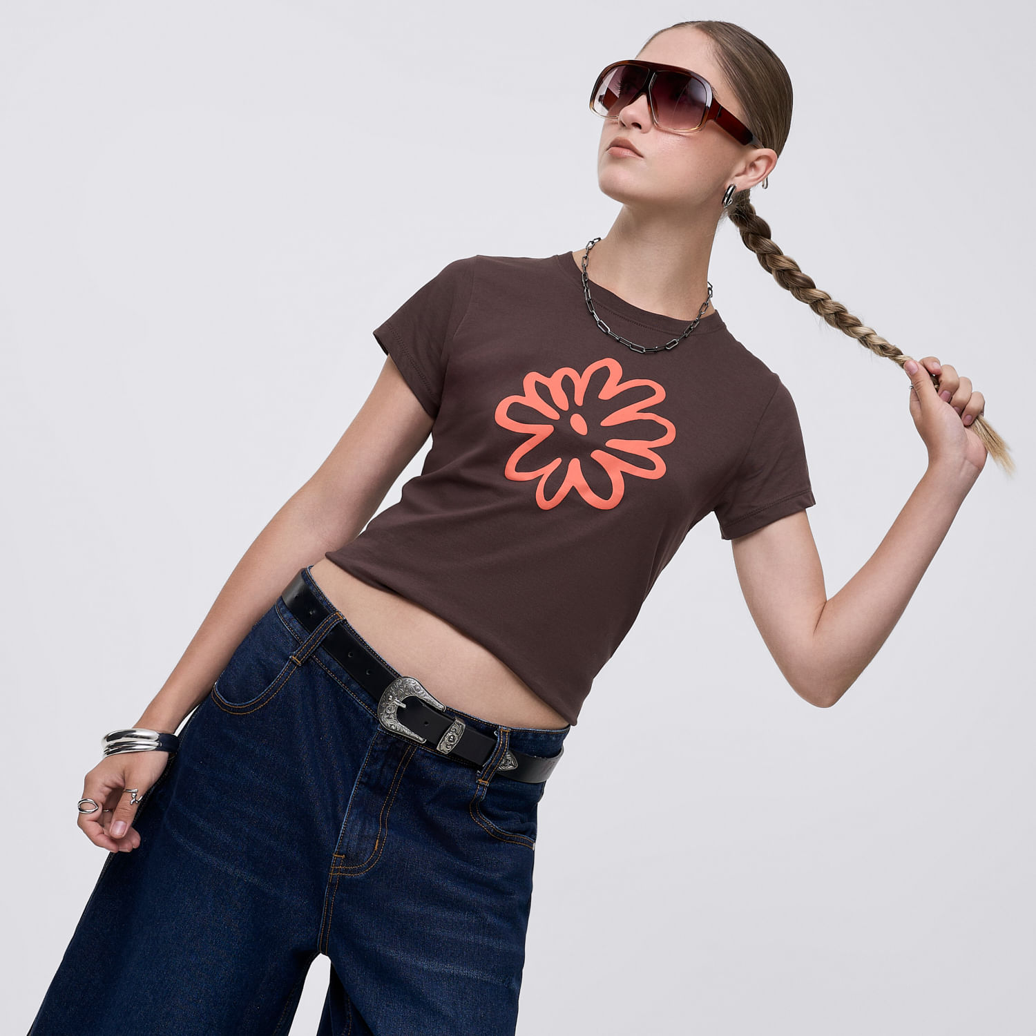 Polo Mujer Bas Reg Print I Hypnotic Manga Corta Café S