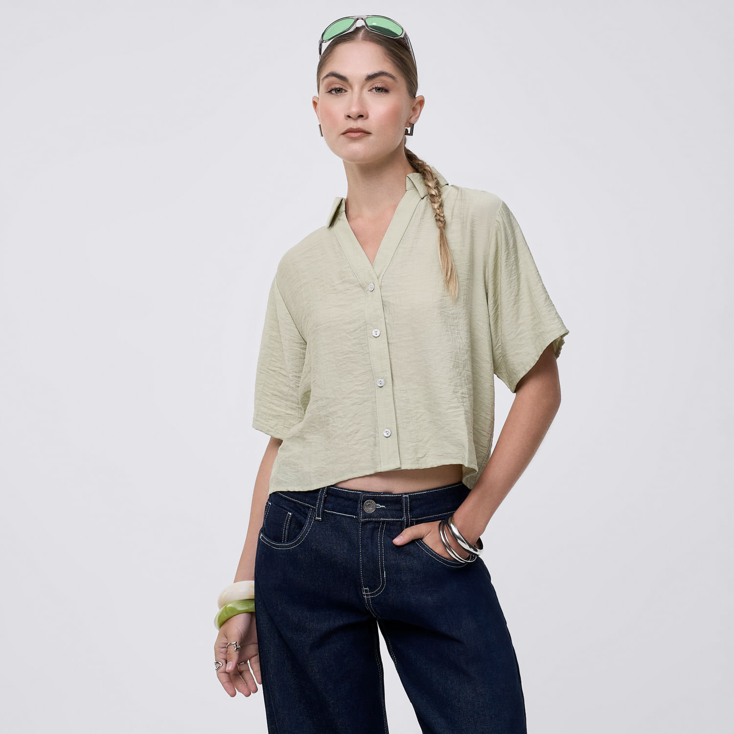 Blusa Mujer Peny Hypnotic Manga Corta Verde Oliva S