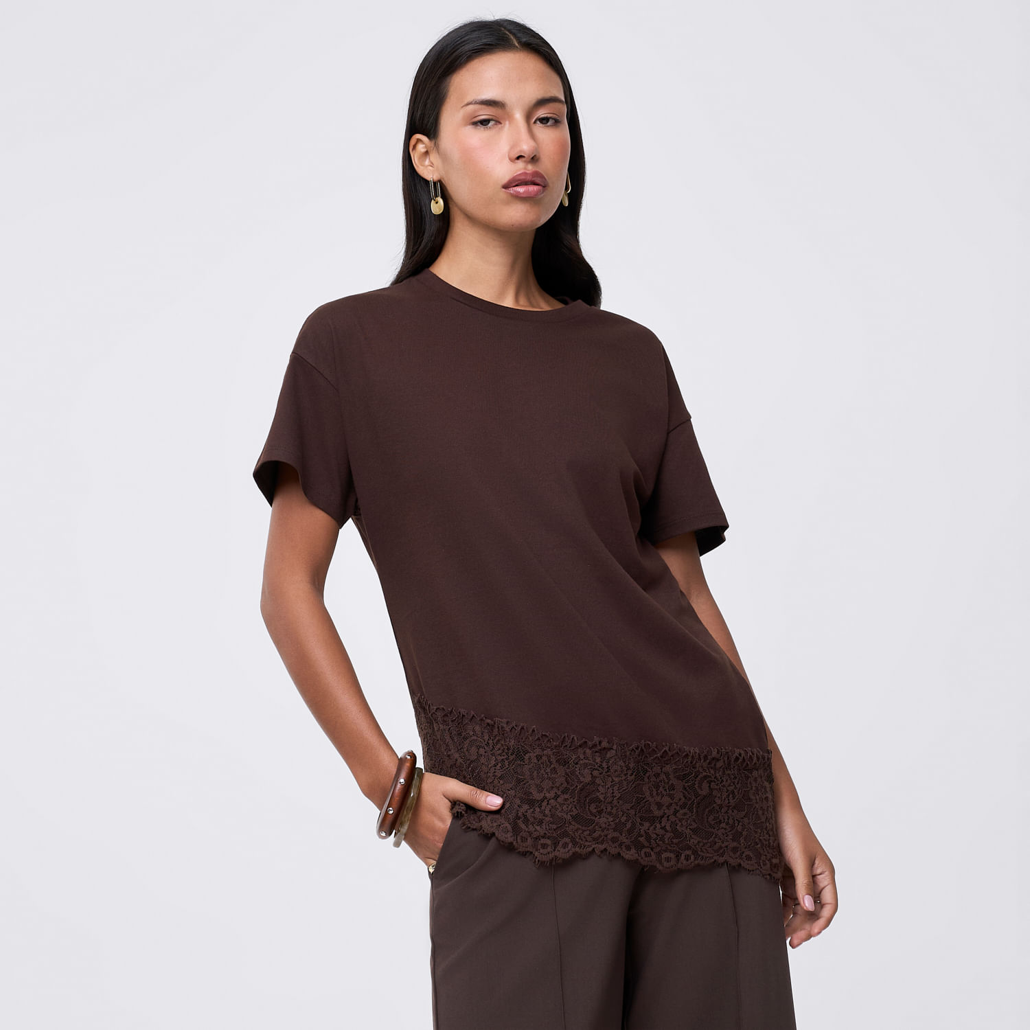 Polo Mujer Guipure Malabar Marrón L