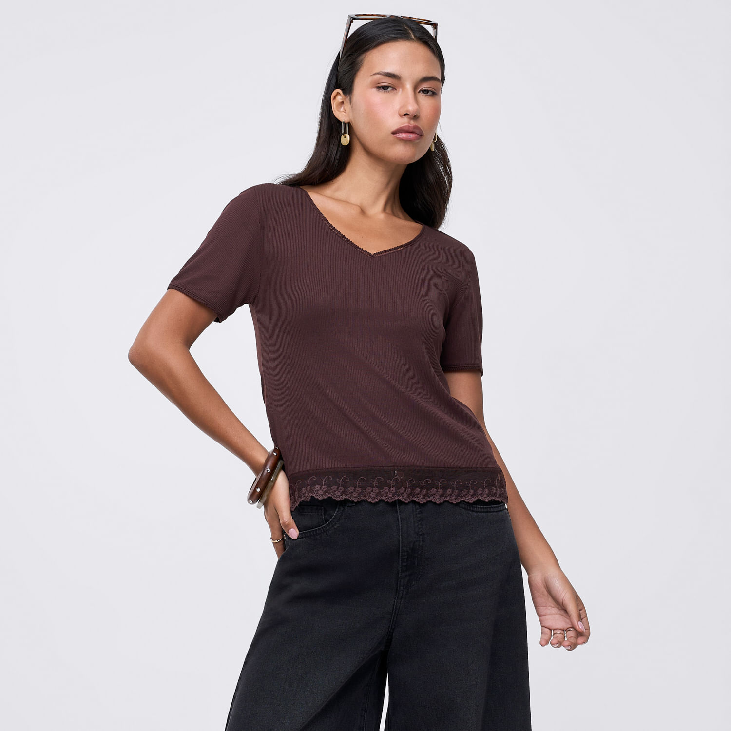 Polo Mujer Bord Malabar Manga Corta Marrón Xs