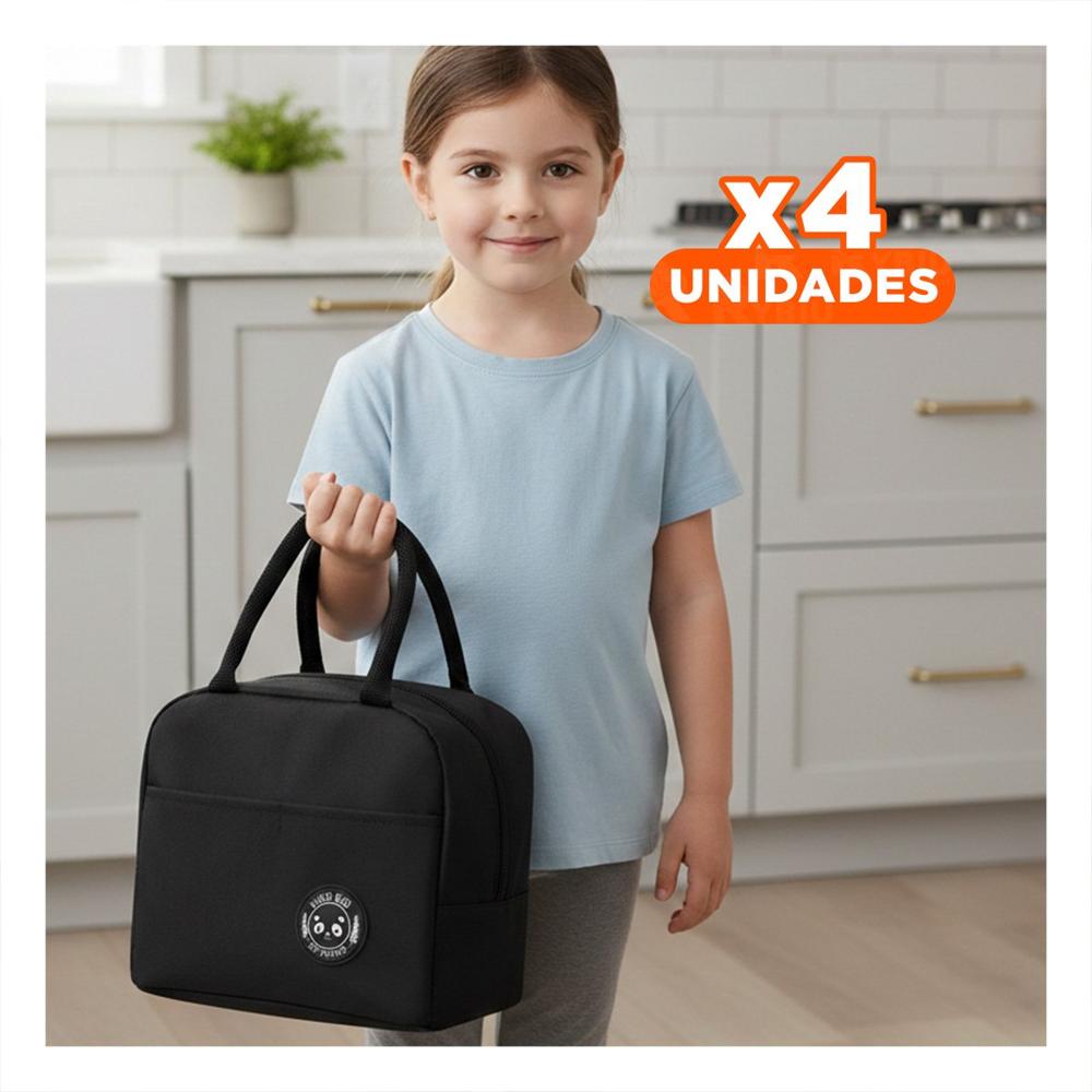 Pack4 Porta Alimentos y Bolsillo Exterior Util para Snacks Negro Y Regalo Sticker