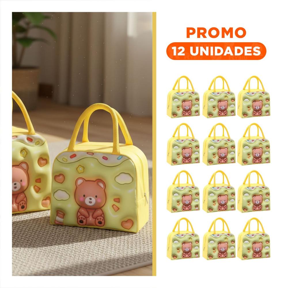 Pack12 Porta Alimentos Kawaii Oso Perfecto para Salidas Amarillo