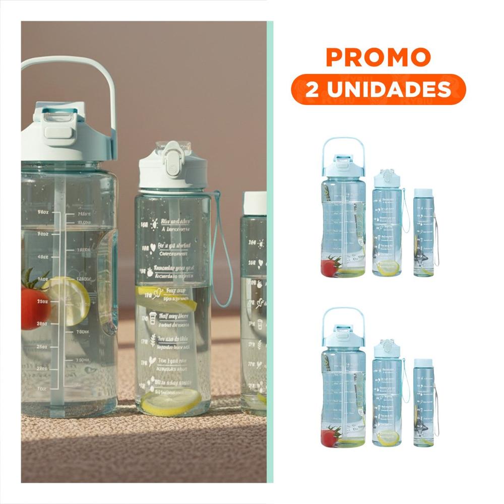 Pack2 Envase Trio Transparente Azul Claro Resistente y Facil de Limpiar Casa YRegalo Sticker