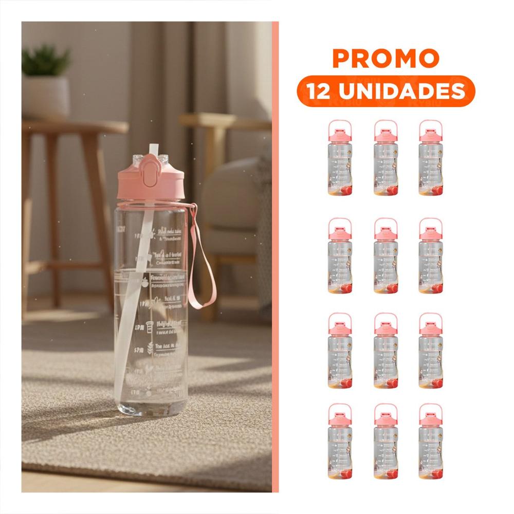 Pack12 Contenedor Trio Transparente Rosado Doble Pared Conserva Temperatura