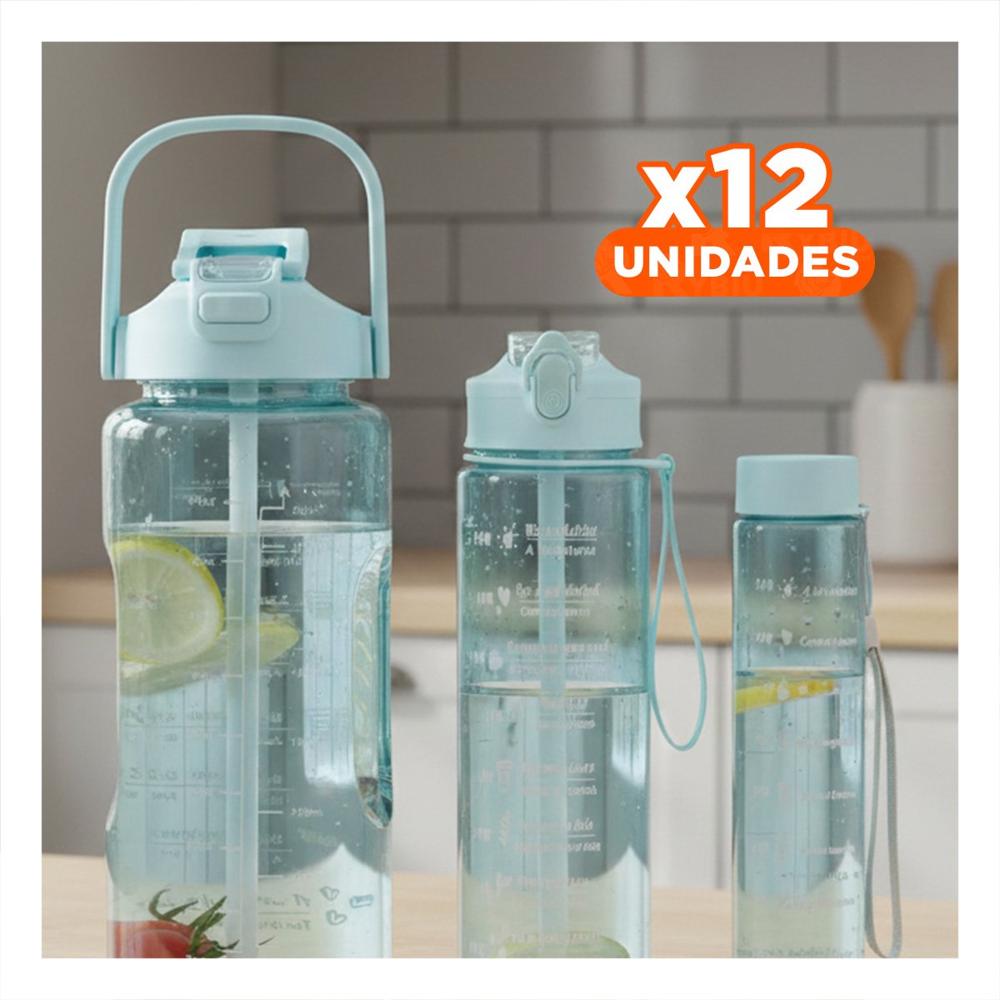 Pack12 Recipiente Trio Transparente Azul Claro con Tapa Hermetica YRegalo Sticker