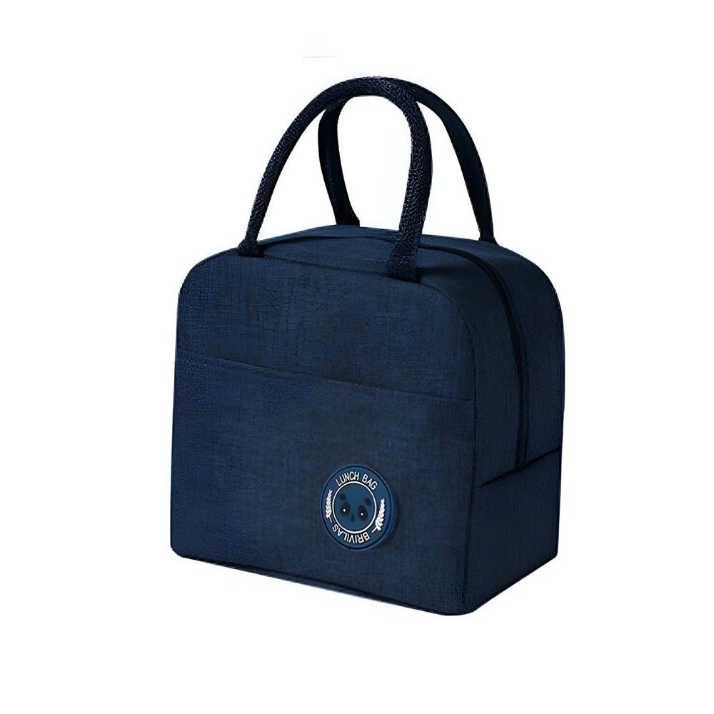 Lonchera Termica de Transporte con Bolsillo Exterior Etiqueta Oso Azul marino Y Regalo Sticker