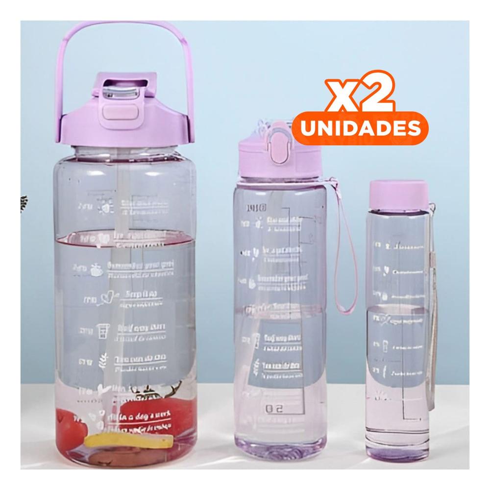 Pack2 Envase Trio Transparente Lila con Tapa Hermetica Diseño Oficina YPapel Regalo