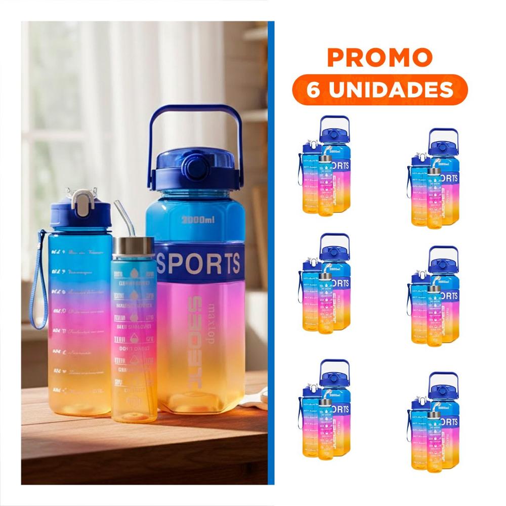 Pack6 Contenedor Trio Transparente Azul Fucsia y Amarillo Ligero y Comodo YRegalo Sticker