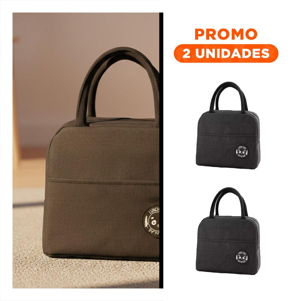 Pack2 Fiambrera y Bolsillo Exterior con Area Adicional Negro Y Regalo Sticker