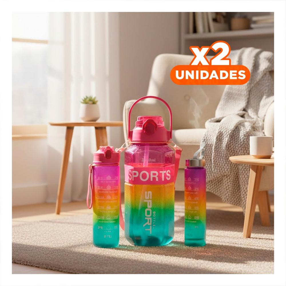 Pack2 Envase Trio Transparente Fucsia Amarillo y Verde con Tapa Hermetica YPapel Regalo