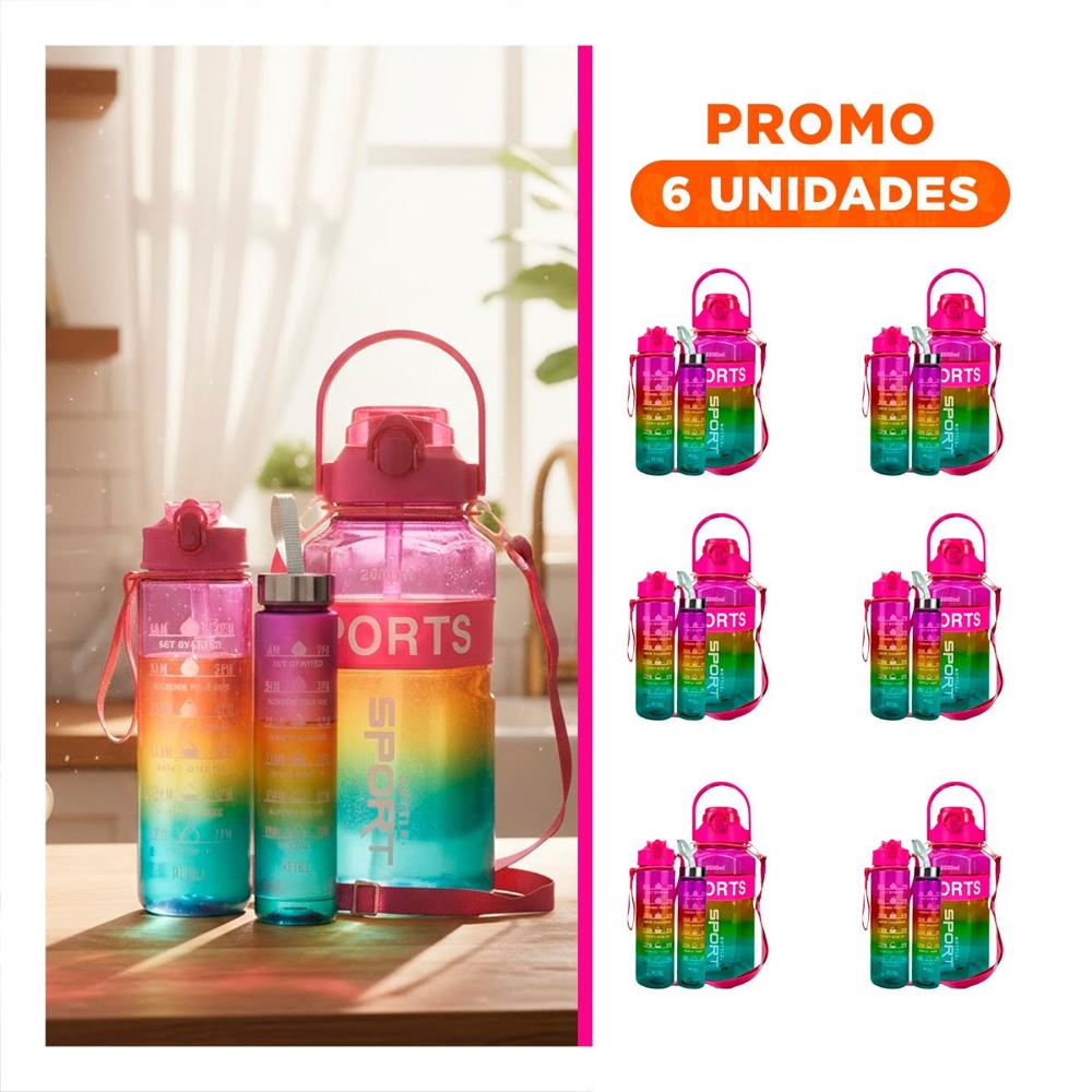 Pack6 Contenedor Trio Transparente Fucsia Amarillo y Verde Ligero y Comodo YRegalo Sticker