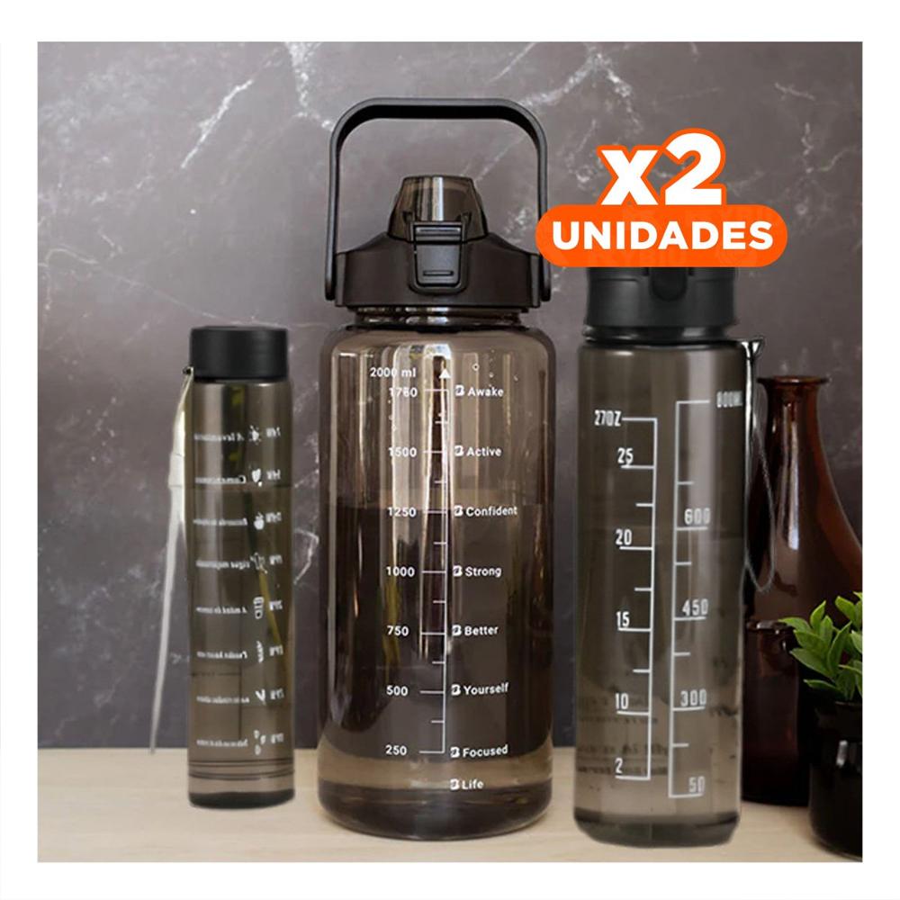 Pack2 Envase Trio Transparente Negro con Tapa Hermetica y Diseño Moderno Oficina YPapel Regalo