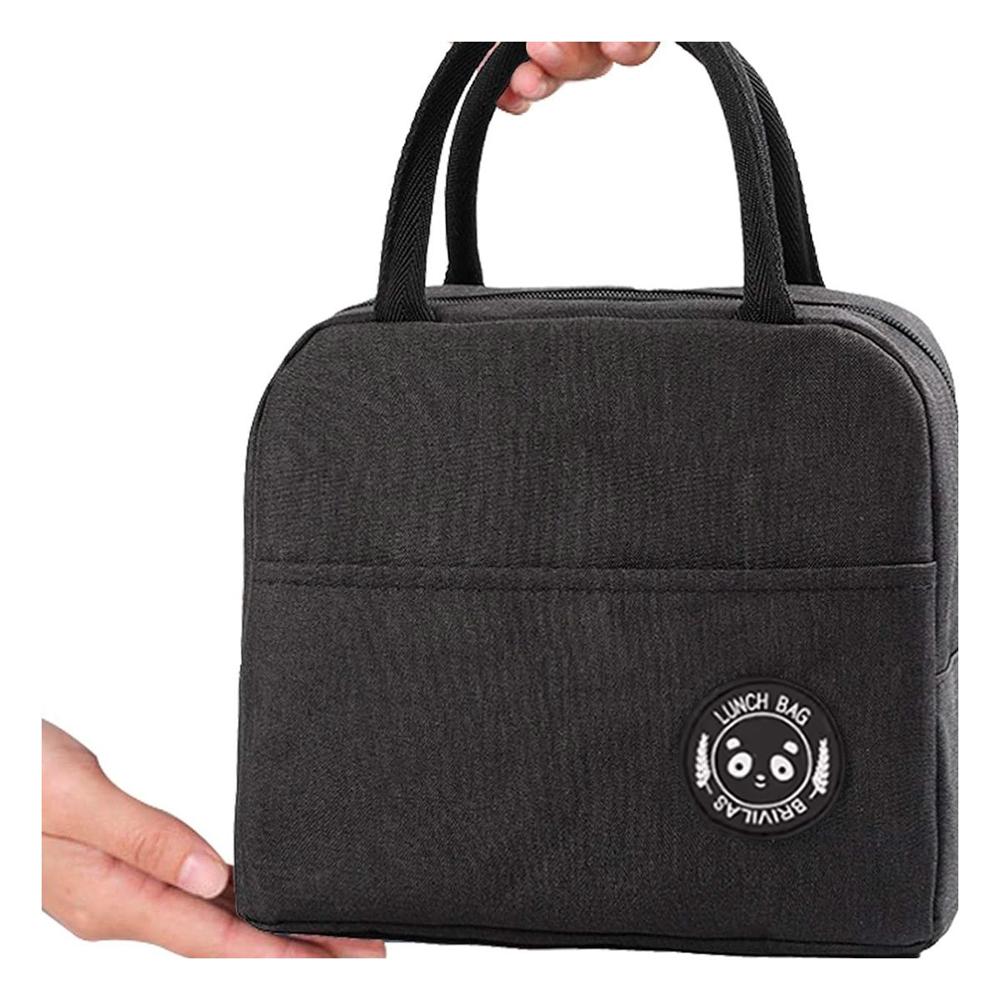 Caja de Almuerzo y Bolsillo Exterior con Espacio Extra Negro Y Regalo Sticker