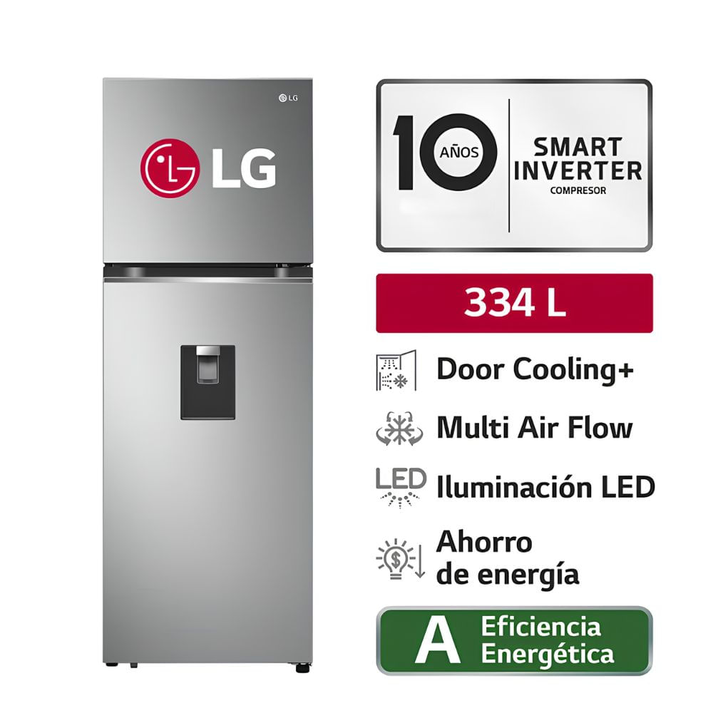 Refrigeradora  LG 334L Door Cooling Top Mount GT33WPP - Plateada