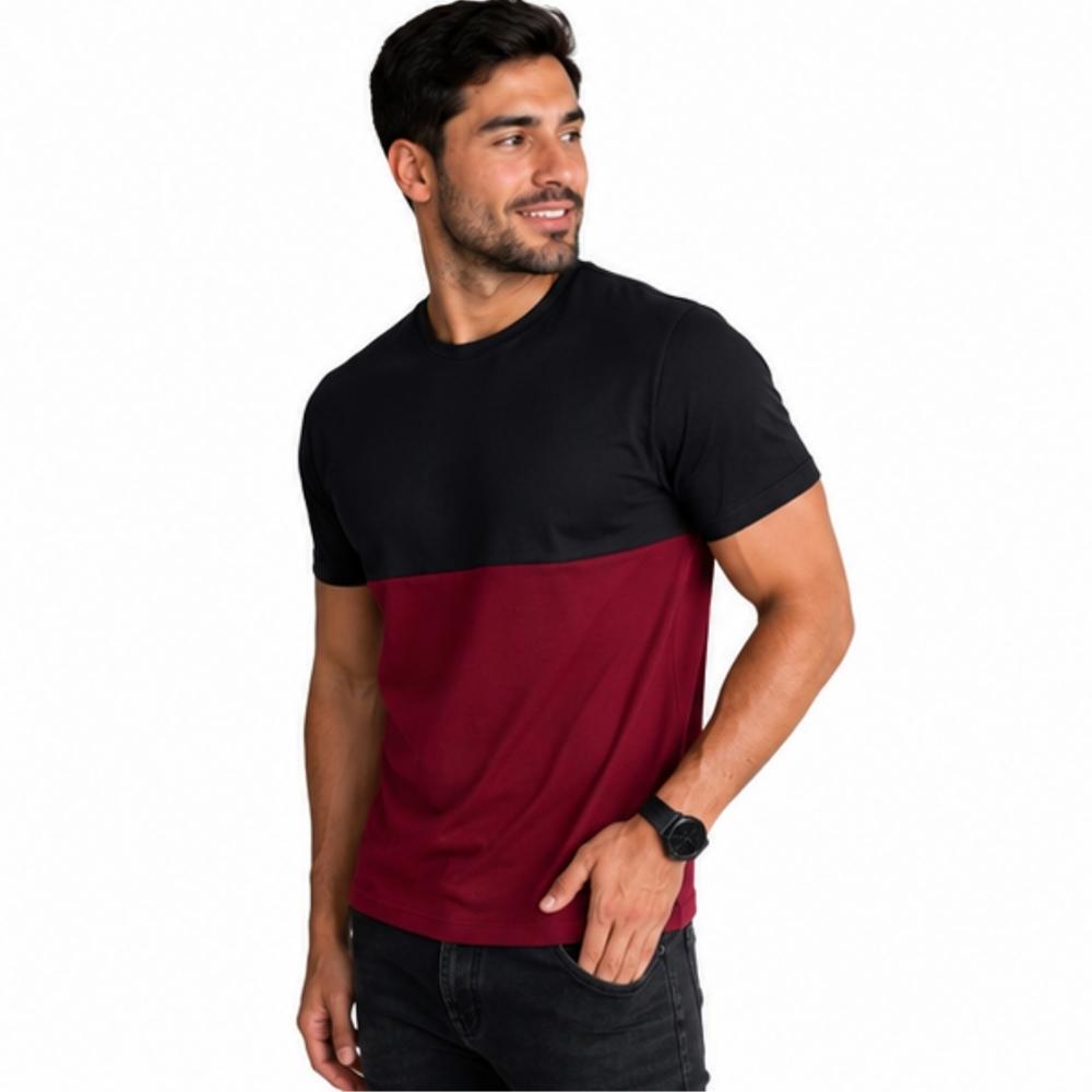 POLO HOMBRE MANGA CORTA ALGODÓN NEGRO BURDEOS POLO HOMBRE MANGA CORTA NEGRO BURDEOS