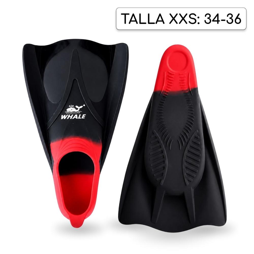 Aletas Cortas XXS de Buceo Rojas y Negras Unisex