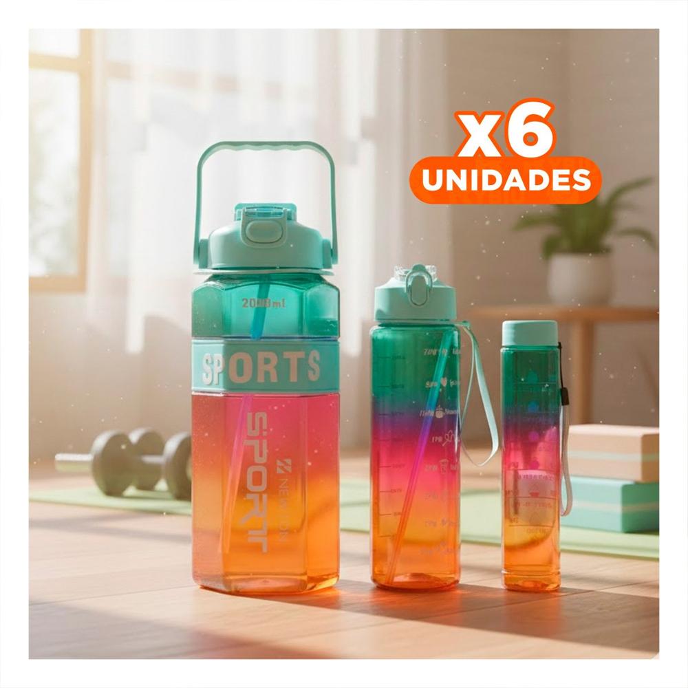 Pack6 Contenedor Trio Transparente Celeste Fucsia y Amarillo con Tapa Hermetica