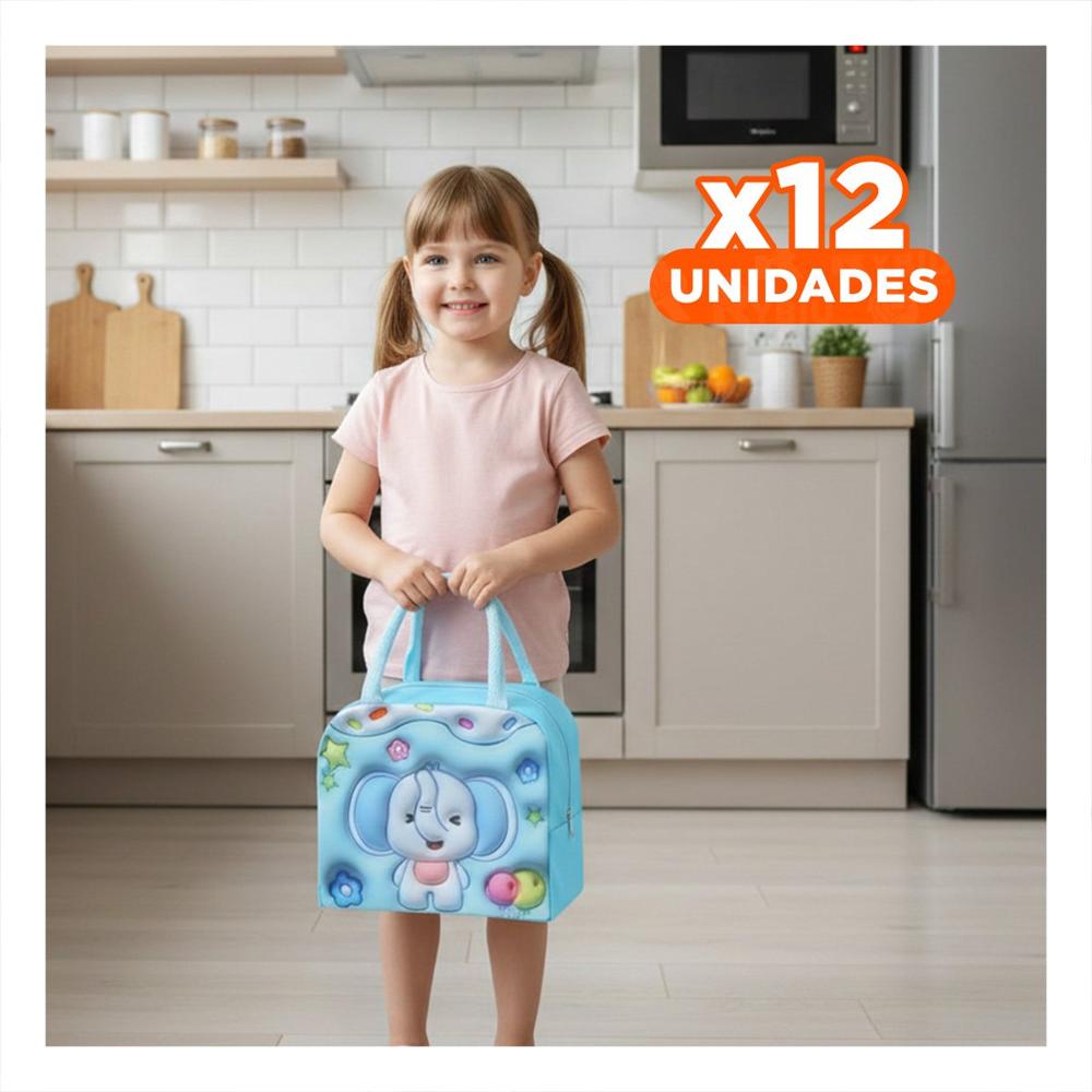 Pack12 Organizador Termico con Imagen Elefante Infantil Celeste Y Regalo Sticker