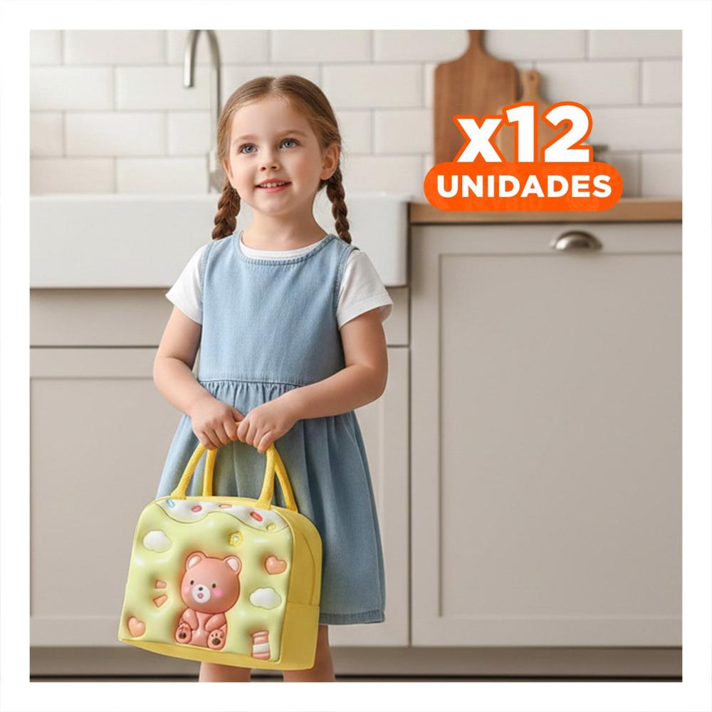 Pack12 Maletin Kawaii Oso Estilo Divertido para Comidas Amarillo Y Papel Regalo