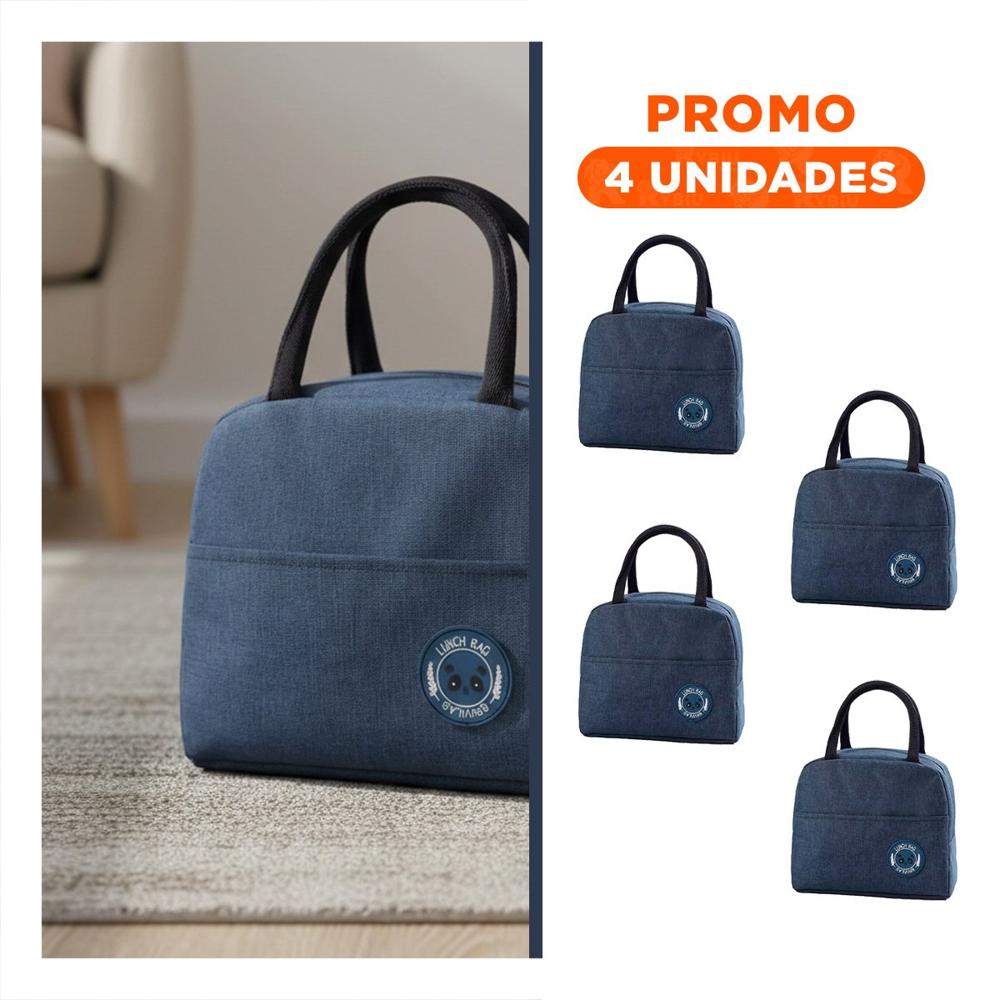 Pack4 Bolsa Termica Practica con Bolsillo Exterior Etiqueta Oso Azul marino