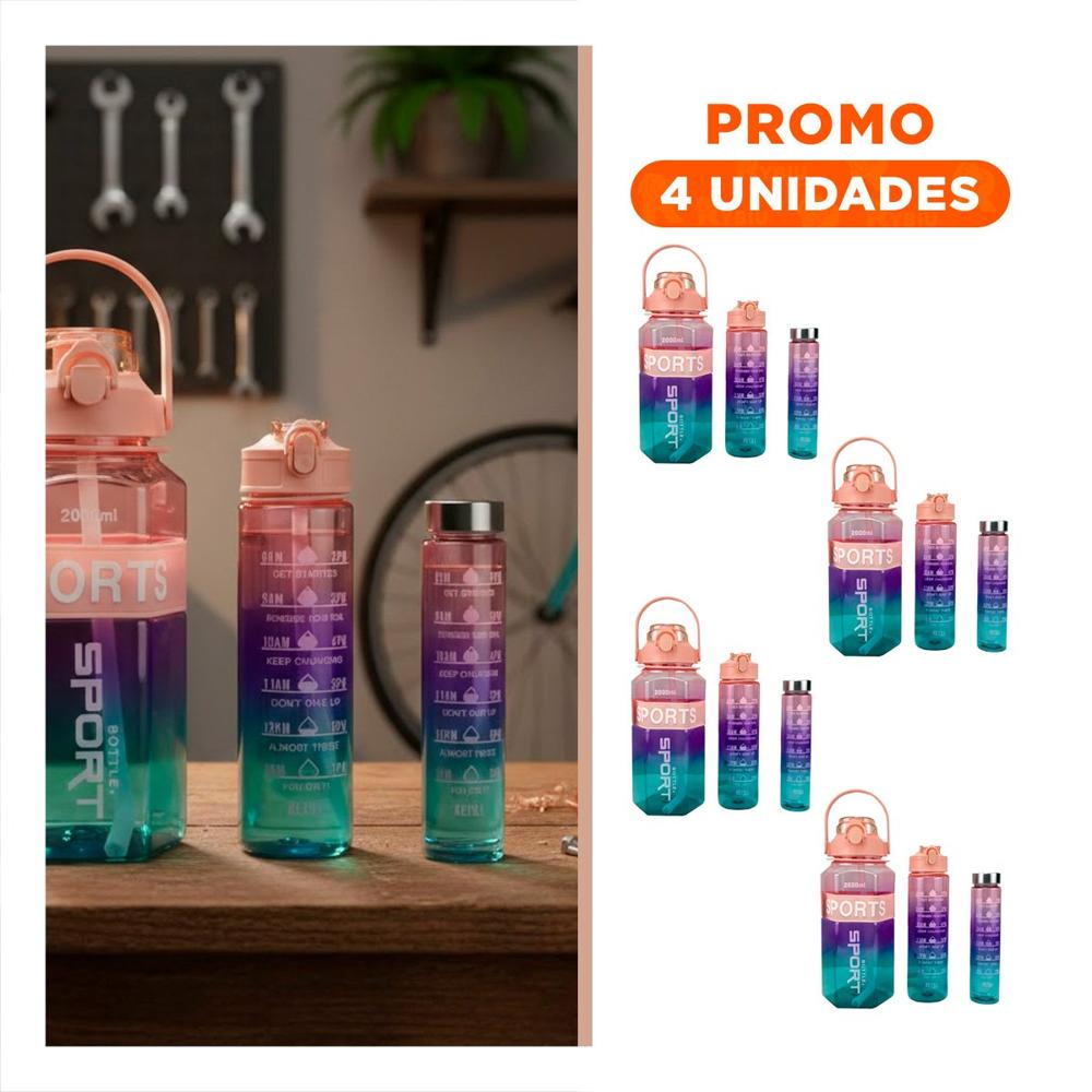 Pack4 Envase Trio Transparente Rosado Claro Morado y Verde Ligero y Comodo Transportar