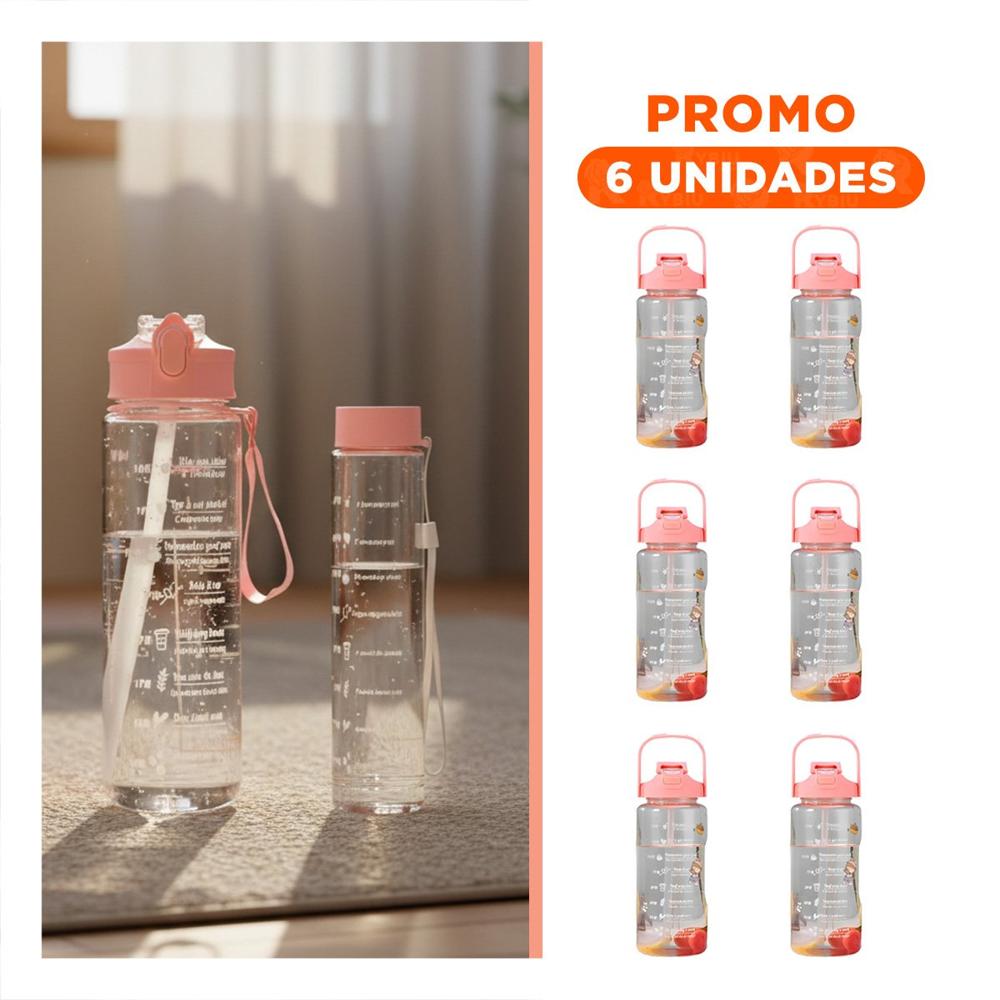 Pack6 Contenedor Trio Transparente Rosado Ligero y Comodo para Bebidas YRegalo Sticker