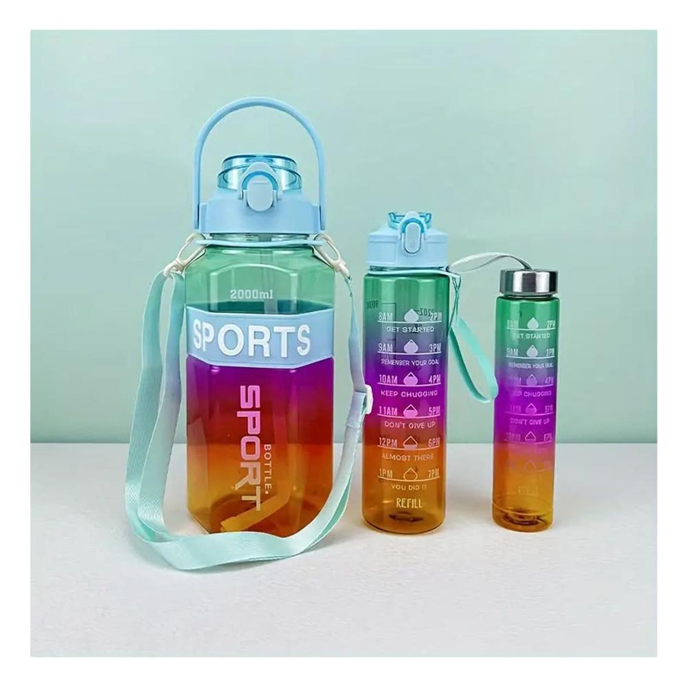 Tomatodo Trio Transparente Celeste Fucsia y Amarillo con Tapa Hermetica YPapel Regalo