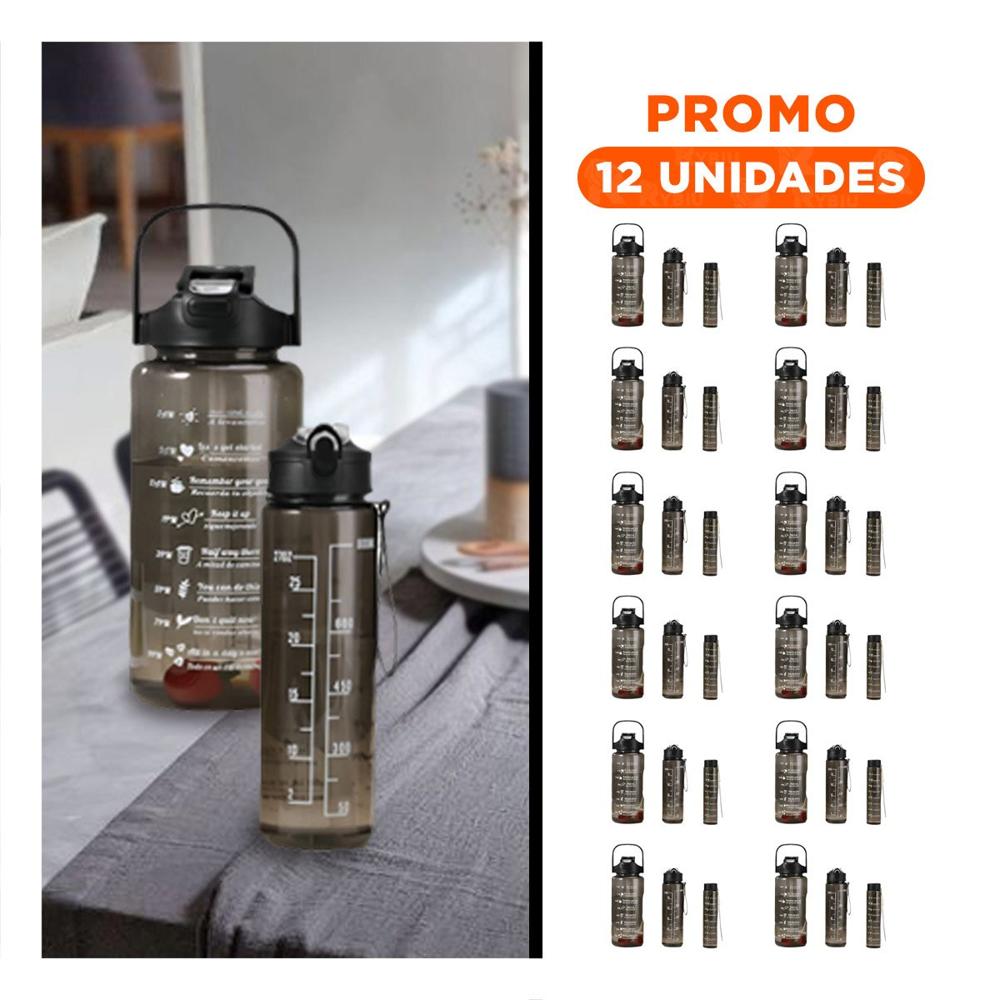 Pack12 Contenedor Trio Transparente Negro Doble Pared que Conserva Temperatura Horas