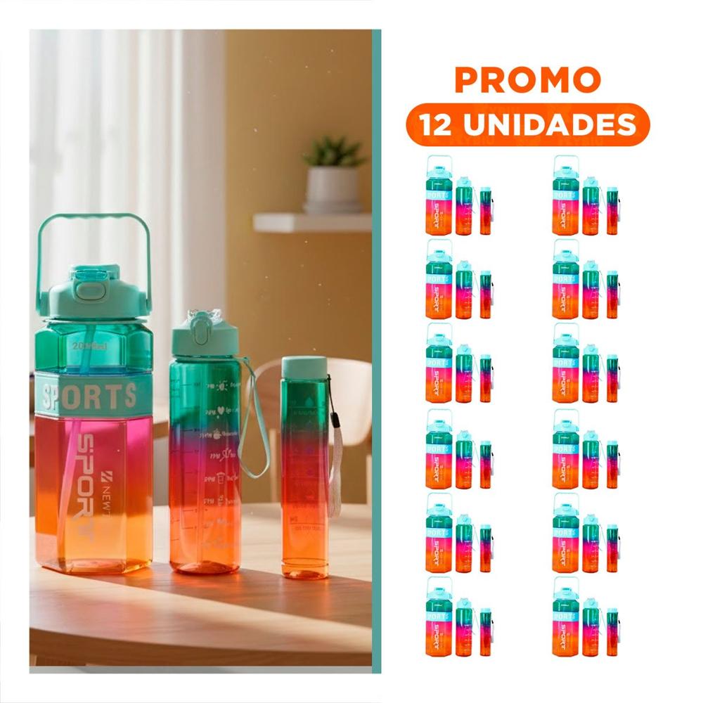 Pack12 Contenedor Trio Transparente Celeste Fucsia y Amarillo Doble Pared Conserva