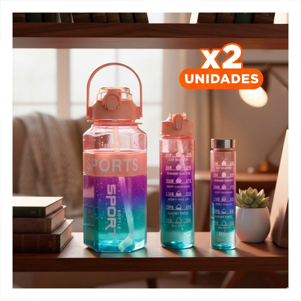 Pack2 Envase Trio Transparente Rosado Claro Morado y Verde con Tapa Hermetica YPapel Regalo