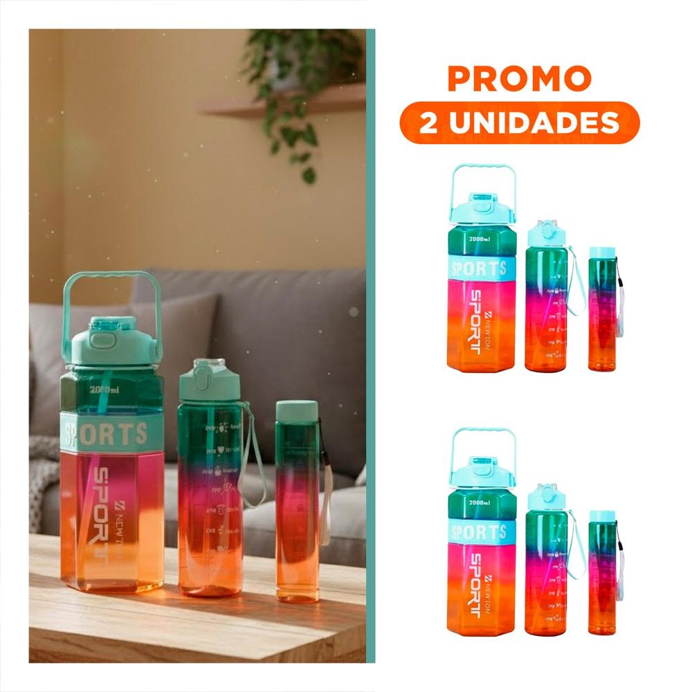 Pack2 Envase Trio Transparente Celeste Fucsia y Amarillo Resistente YRegalo Sticker