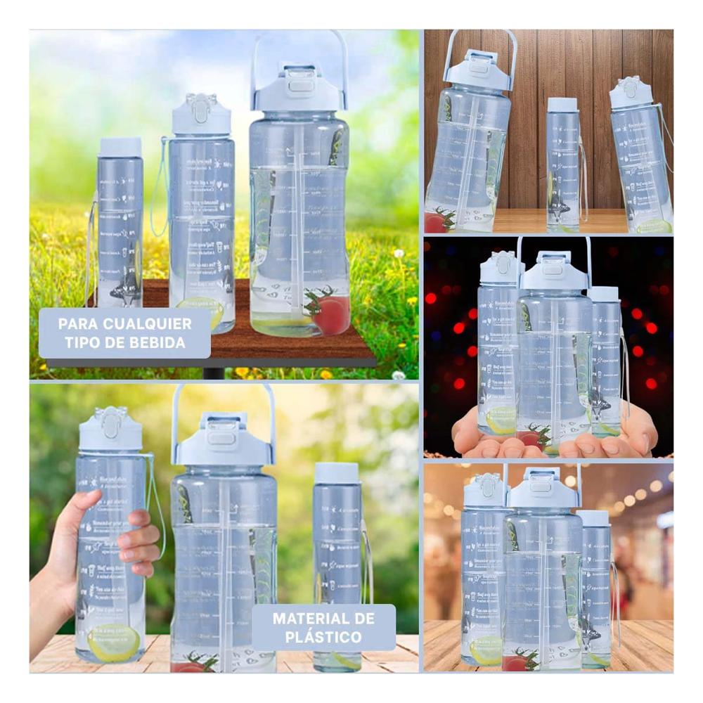 Tomatodo Trio Transparente Azul Claro Ligero y Comodo para Transportar Bebidas YLigas Regalo