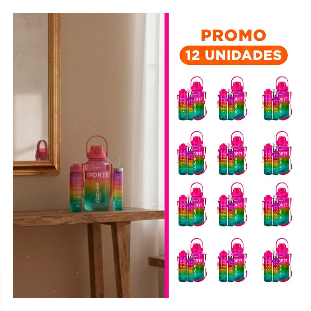 Pack12 Contenedor Trio Transparente Fucsia Amarillo y Verde Doble Pared Conserva
