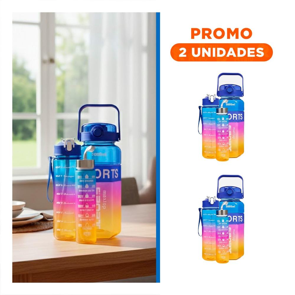 Pack2 Envase Trio Transparente Azul Fucsia y Amarillo Resistente Limpiable YRegalo Sticker