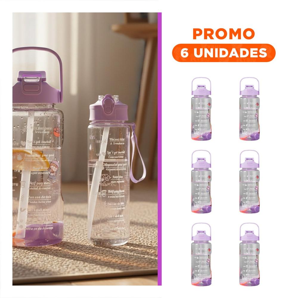 Pack6 Contenedor Trio Transparente Lila Ligero y Comodo para Bebidas YRegalo Sticker