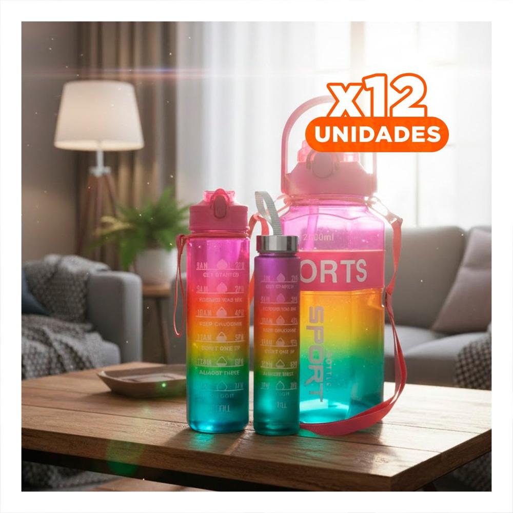 Pack12 Recipiente Trio Transparente Fucsia Amarillo y Verde Mantiene Bebidas YPapel Regalo