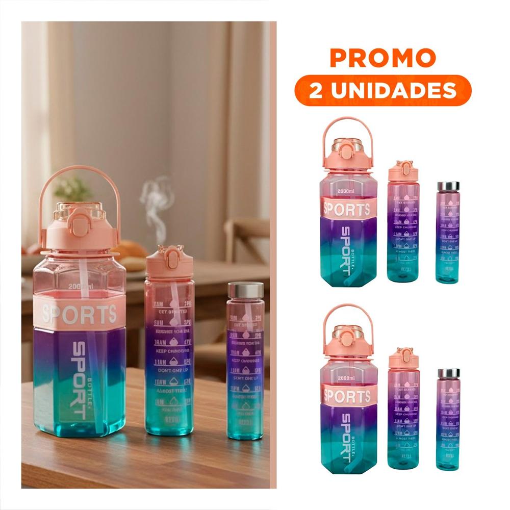 Pack2 Envase Trio Transparente Rosado Claro Morado y Verde Resistente y Facil YRegalo Sticker