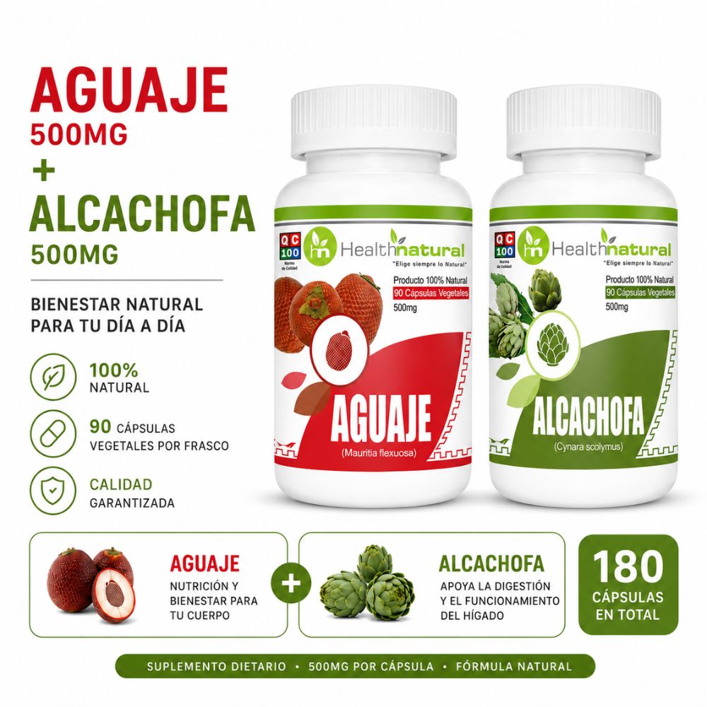 AGUAJE HEALTHNATURAL 500MG Y ALCACHOFA HEALTHNATURAL 500MG