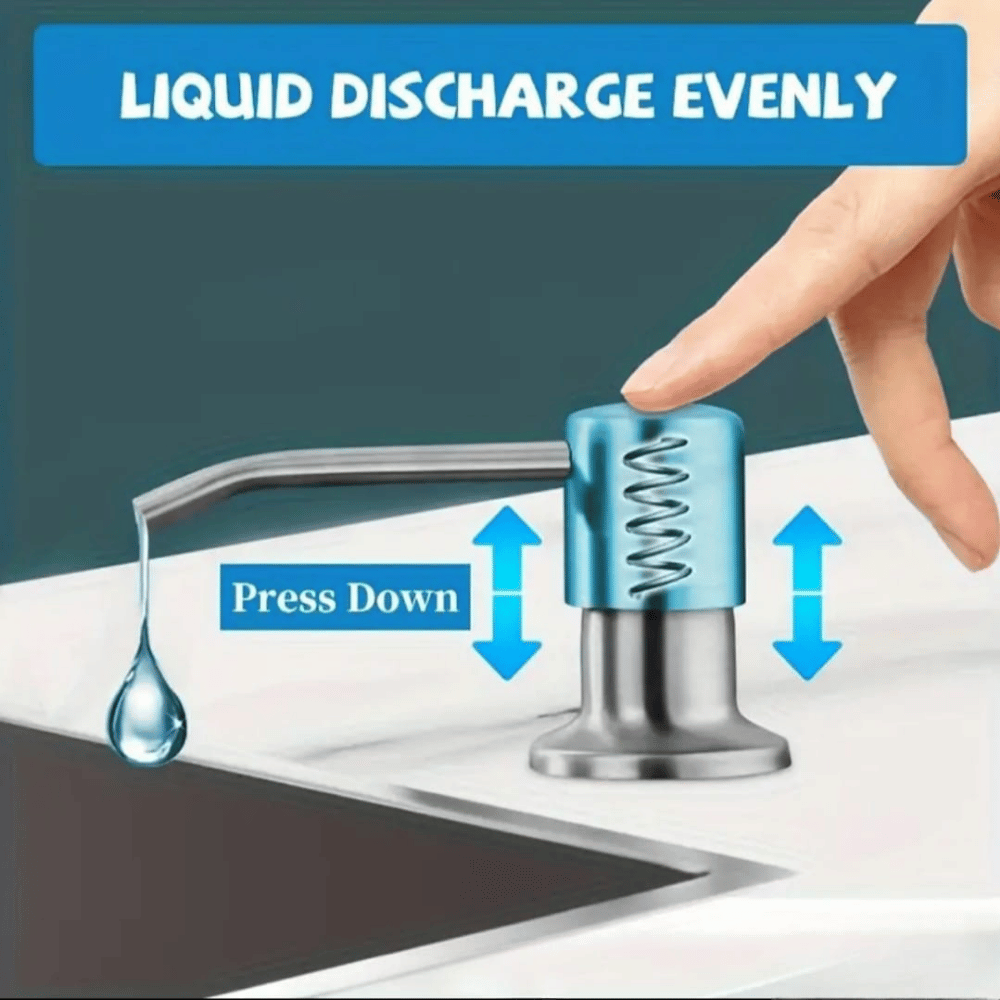 Dispensador de Jabón Líquido con manguera adaptable para Empotrar Cocina acero Mate