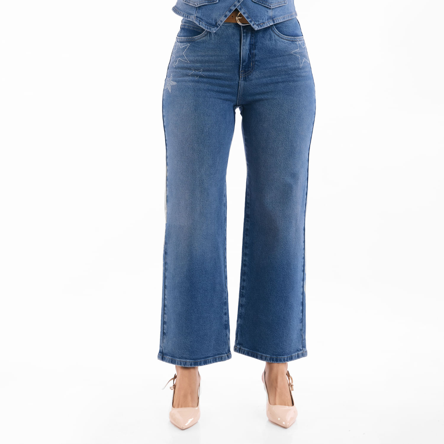 Jean Mujer Darlina Metal Wide Leg Azul Acero 30