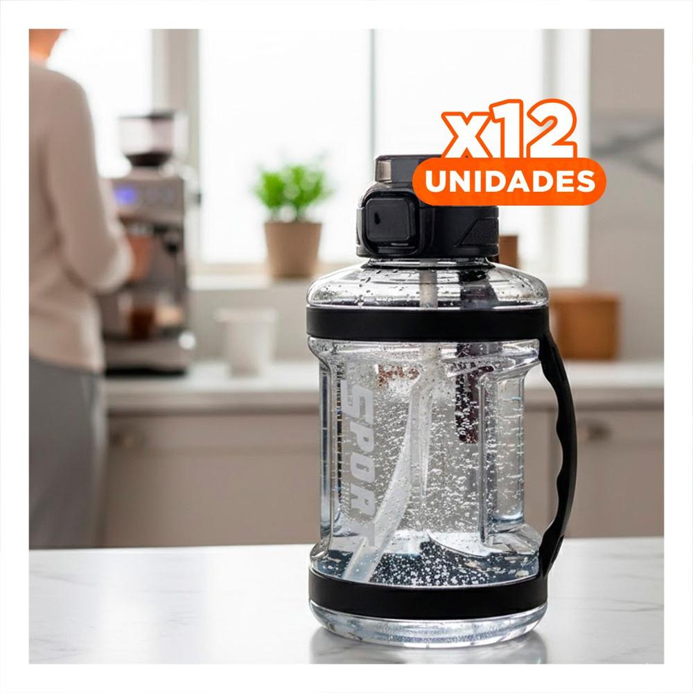 Pack12 Bidon Resistente para Llevar Agua en Caminatas y Viajes Negro YRegalo Sticker
