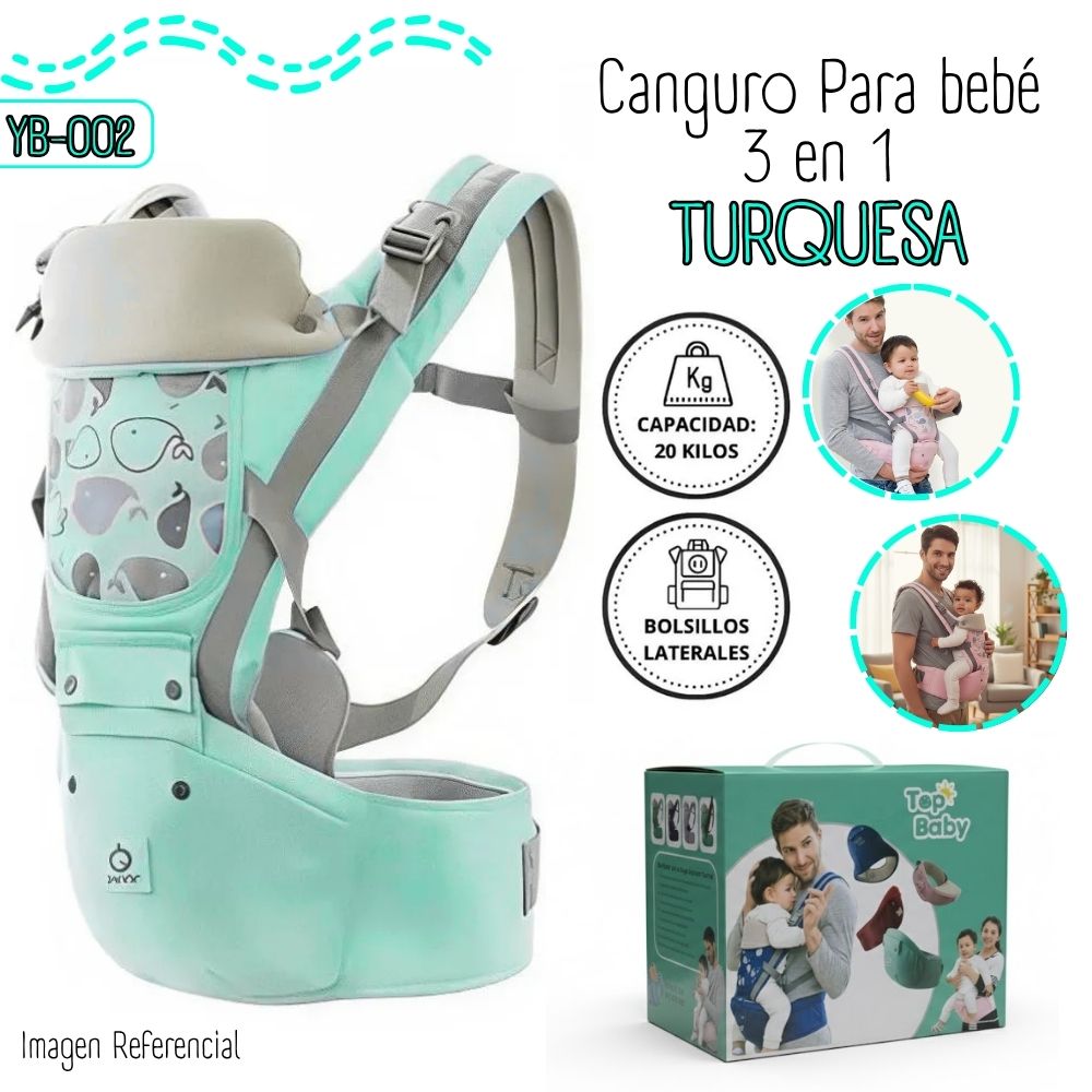 CANGURO ERGONÓMICO PREMIUN PARA BEBÉ - VERDE.