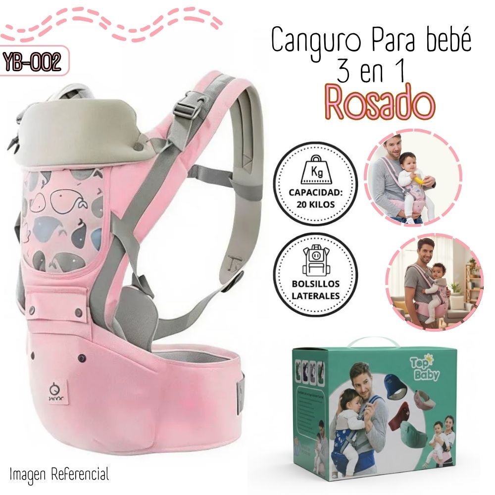 Canguro Ergonomico Para Bebés -Rosado YB-002