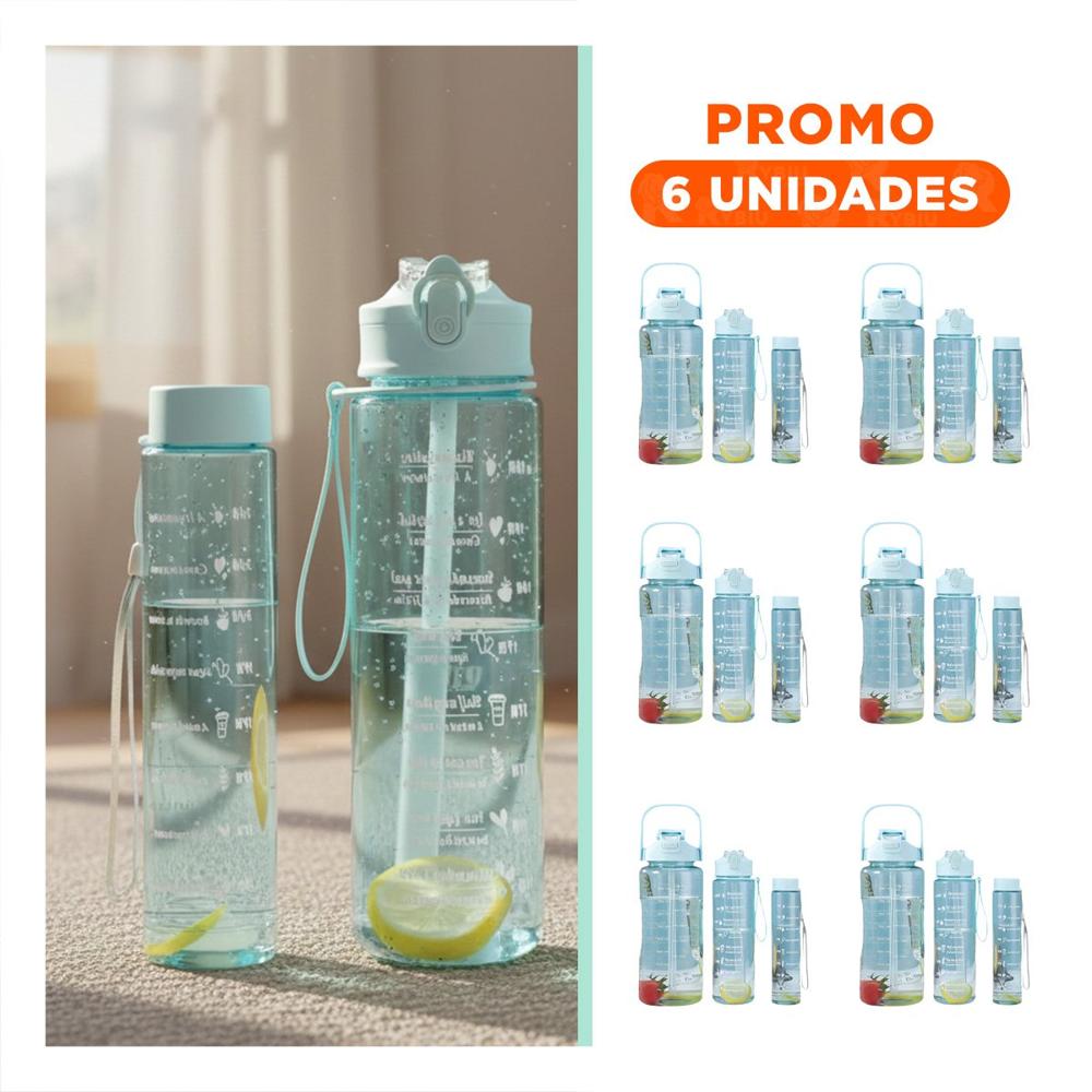 Pack6 Contenedor Trio Transparente Celeste Claro Ligero y Comodo para Bebidas YRegalo Sticker