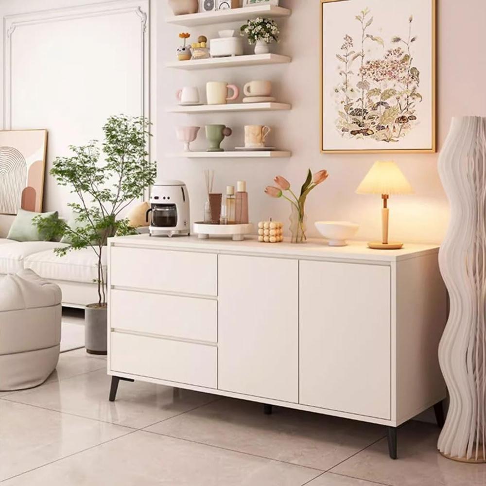 Aparador Arey 2 Puertas 3 Cajones Salón Blanco 140x75cm