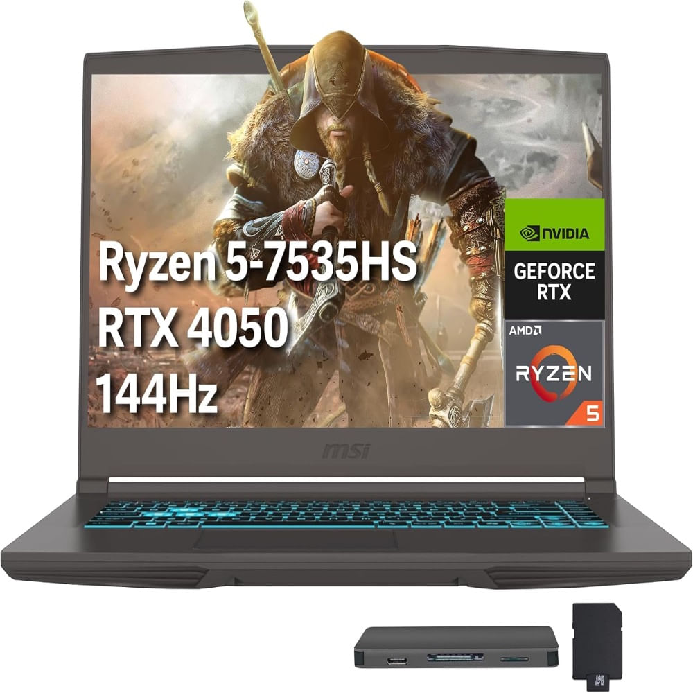 Laptop Gaming MSI Thin A15 Ryzen 5 7535HS 512GB SSD 8GB RAM 15.6"" 144Hz RTX 4050 Black